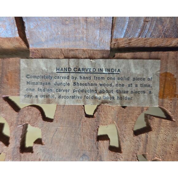 Vintage Carved Wood Folding Book Magazine Holder Stand Display Bible Dictionary - Picture 6 of 10